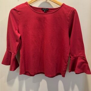 J. Crew Red Flared Sleeve Blouse